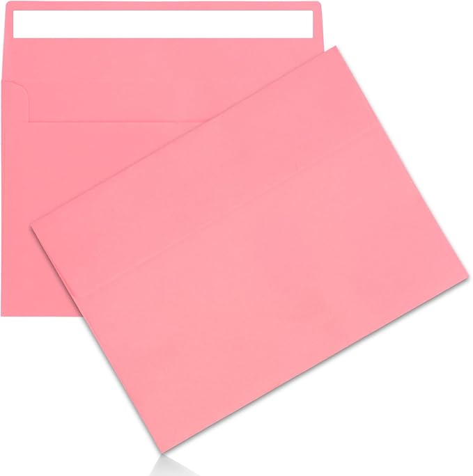 50Packs A7 Pink Envelopes 5x 7 Inch Card Envelopes, Self Seal by JOOLOKT