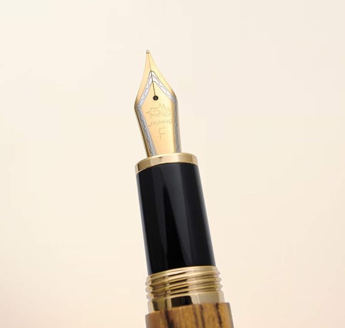 JINHAO 9056 Natural Wood Fountain Pen Handmade Ink Pen (Tiger Wood, Fine Nib 0.5mm)-DeskLoop Office