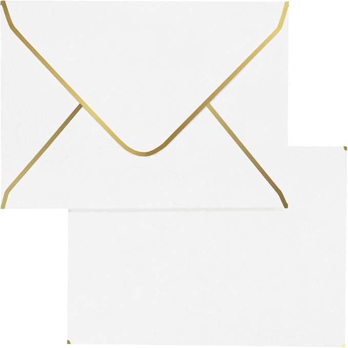 A7 White Envelopes 50 Pcs, Goefun 5x7 V-Flap Fancy Envelopes by Goefun