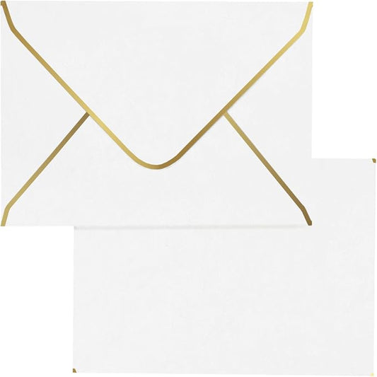 A7 White Envelopes 50 Pcs, Goefun 5x7 V-Flap Fancy Envelopes by Goefun