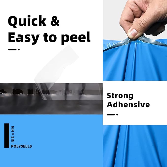 POLYSELLS 1000 pcs 6x9 Inches Blue Poly Mailers Shipping Envelopes, Strong - Image 3