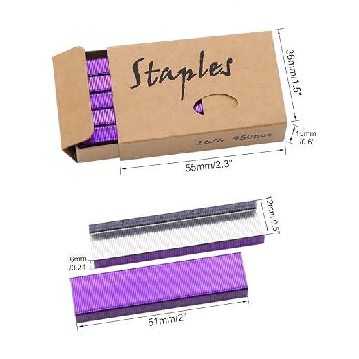 Purple 26/6 Standard Staple Set 12mm Width 1000/Box 4 Boxes/Pack 4000 Count - Image 2