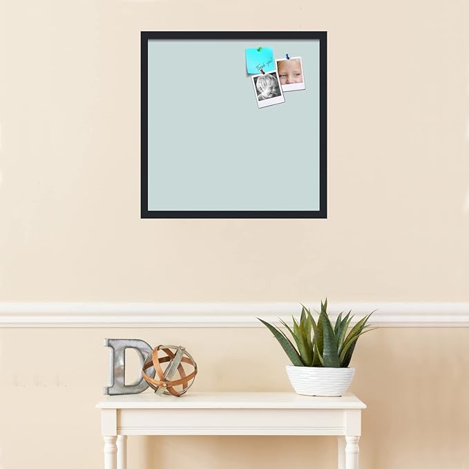 PinPix 22x22 Inch Cork Bulletin Board. This Decorative Framed Pin Board Comes with Soft Blue Design and a Satin Black Frame. Ideal for Home Office Decor or Message Board (PinPix-1814)-DeskLoop Office