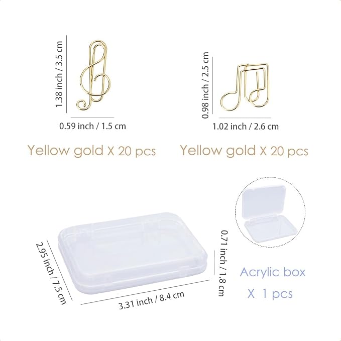 OWLFAVO Clef and Note Shape 40pcs Paper Clips - Image 2