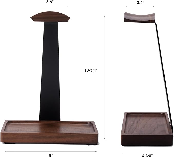 Walnut Headphone Stand, Wooden Headset Stand - Image 4