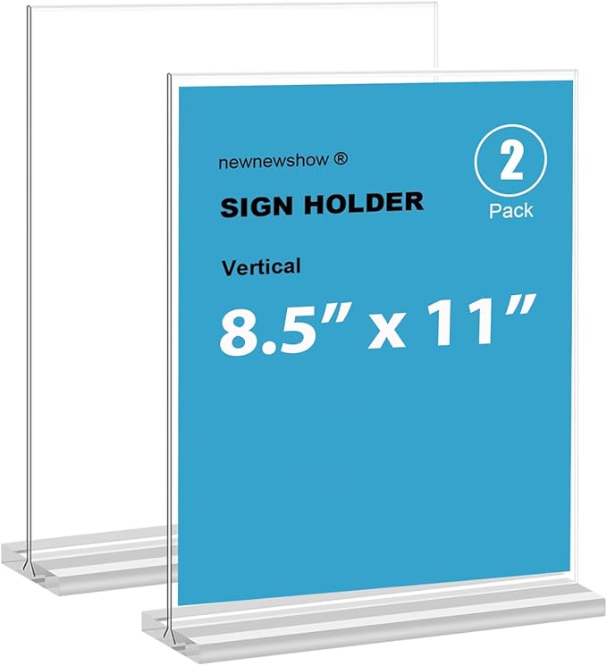 newnewshow 8.5x11 Clear Acrylic Sign Holder, Display Stand, Plastic Card Holder by NEWNEWSHOW