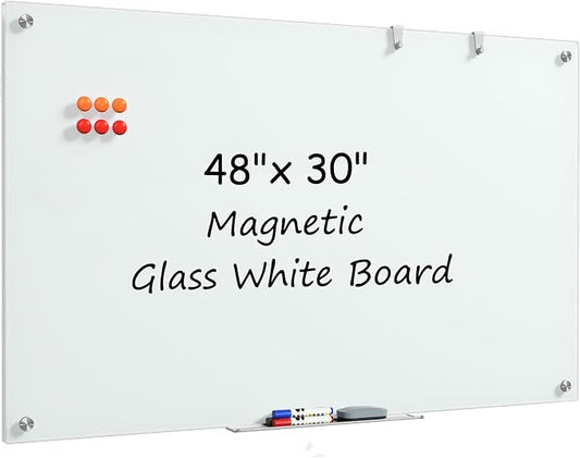 MaxGear Glass Whiteboard, Tempered Magnetic Dry Erase Board 48 x 30 Inch by MaxGear