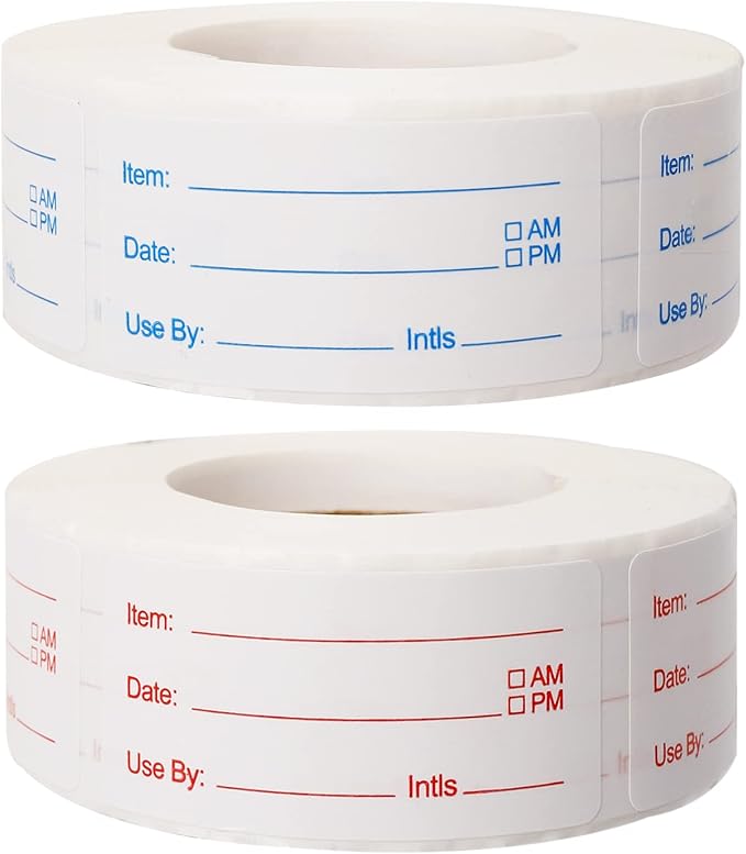 2 Rolls 1000 Pieces Removable Food Labels, 1 x 2 Inch Date Stickers by WSICSE