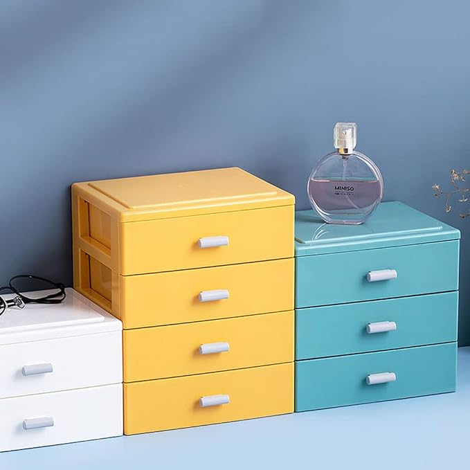 Plastic Desk Organizer with 3 Drawers, Stackable Storage Drawers, Makeup - Image 2