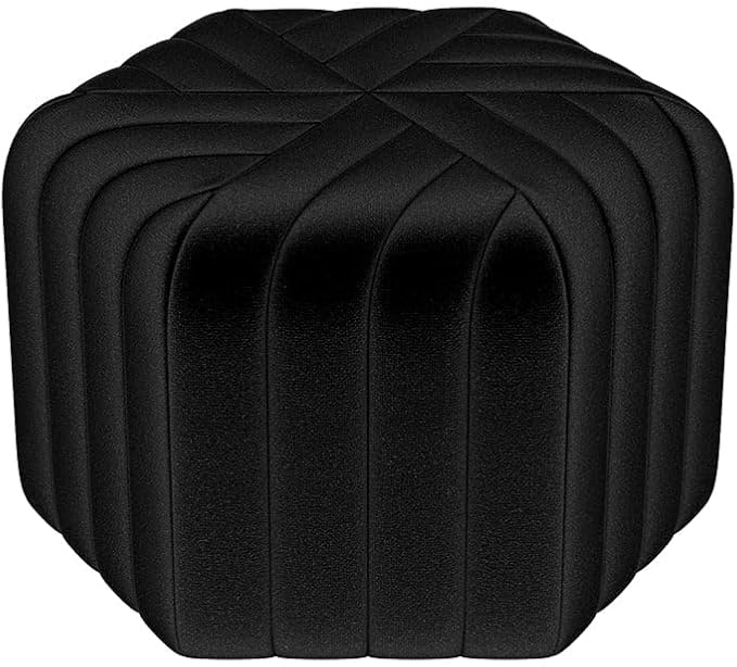 homary 18.5" Hexagonal Pouf Ottoman Upholstered, Velvet Footrest Rest Stools Modern Sofa Footrest Entryway Shoe Changing Stool, Low Coffee Table Footstool for Living Room/Bedroom/Entrway-Black-DeskLoop Office