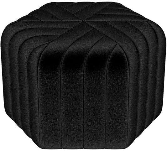 homary 18.5" Hexagonal Pouf Ottoman Upholstered, Velvet Footrest Rest Stools Modern Sofa Footrest Entryway Shoe Changing Stool, Low Coffee Table Footstool for Living Room/Bedroom/Entrway-Black-DeskLoop Office