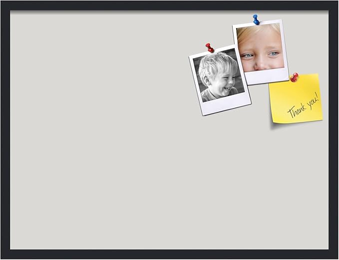 PinPix 32x24 Inch Cork Bulletin Board. This Decorative Framed Pin Board Comes with Light Stone Design and a Satin Black Frame. Ideal for Home Office Decor or Message Board (PinPix-1809)-DeskLoop Office