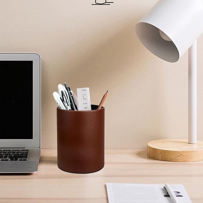 Leather Pen Holder, Desktop Elegant Pen Holder - Image 5