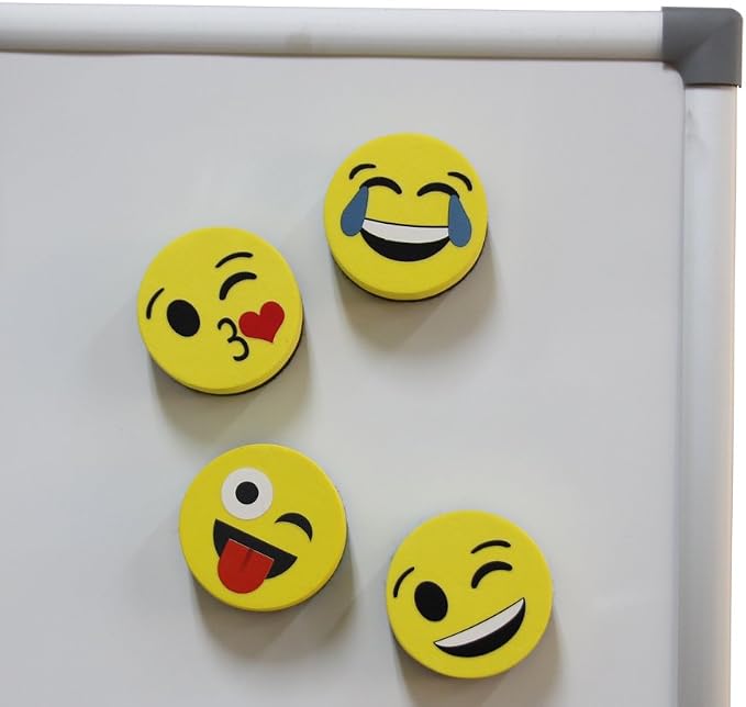 VIZ-PRO Magnetic Smiley Face Circular Whiteboard Eraser / 24 Pack of 2" Dry - Image 5