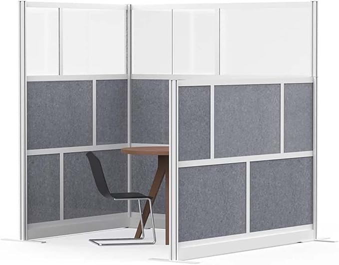 Stand Up Desk Store Expanse Modular Wall | 70'' x 48'' Wall | Expandable Partition Room Divider with Rearrangeable Frosted Acrylic & Sound Absorbent Panels (Silver Frame)