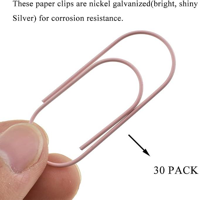 HAHIYO Paper Clips 2 inches Length Pink Wide Paperclips Vinyl Coated Prevent - Image 4
