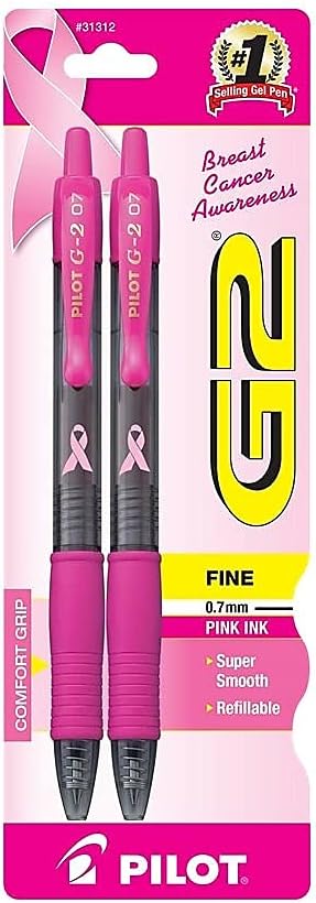 Pilot, G2 Pink Ribbon Premium Gel Roller Pens, Fine Point 0.7 mm by PilotCorporationofAmerica