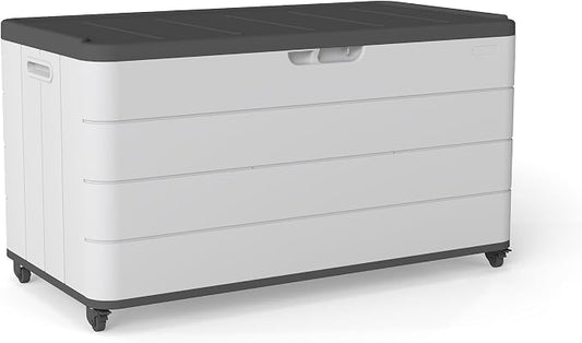 PATIOEASY 100GAL Square Storage Box White，Waterproof Resin Storage Bin by Unknown