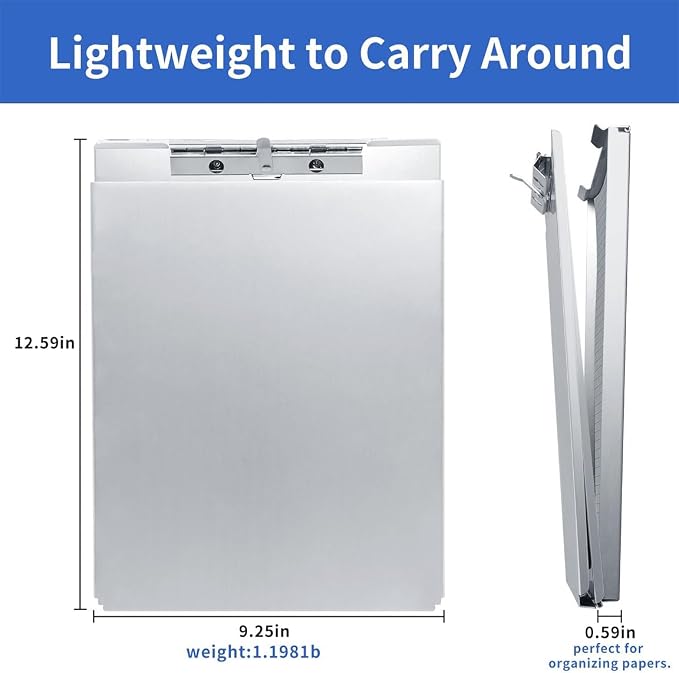 Aluminum Clipboard with Storage, Form Holder Steel Stainless Binder with Metal - Image 3