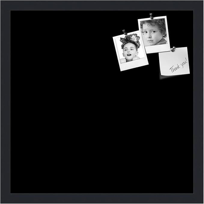 PinPix 18x18 Inch Cork Bulletin Board. This Decorative Framed Pin Board Comes with Solid Black Design and a Satin Black Frame. Ideal for Home Office Decor or Message Board (PinPix-622)-DeskLoop Office