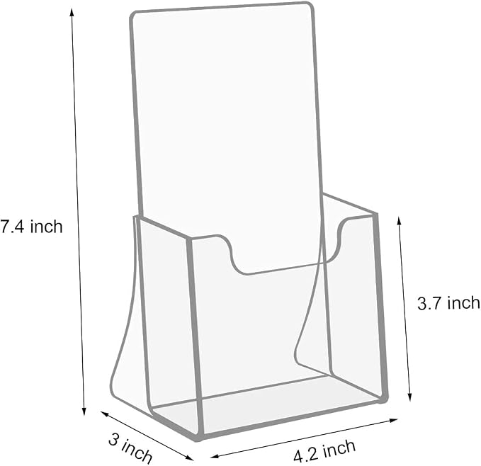 NIUBEE Acrylic Brochure Holder for 4’’ Trifold Pages, 50% Thicker Countertop - Image 2