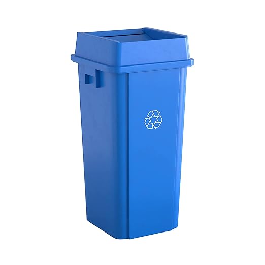 23 Gallon Blue Square Commercial Trash Can with Lid-DeskLoop Office
