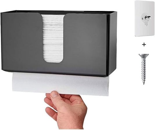 IEEK Paper Towel Dispenser Wall Mount Acrylic Paper Towel Holder for Bathroom Office and Kitchen,Hand Towel Dispenser Fits Multi-Fold Paper Towel,C-Fold, Zfold,Tri fold Paper Towels,Black-DeskLoop Office
