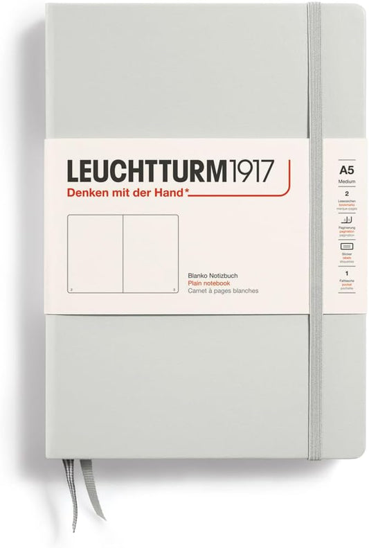 LEUCHTTURM1917 - Notebook Hardcover Medium A5-251 Numbered Pages for Writing and Journaling (Light Grey, Plain)-DeskLoop Office