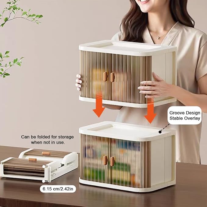 Desktop Storage Box Foldable and Assembly Free Sliding Door Design Ideal - Image 5