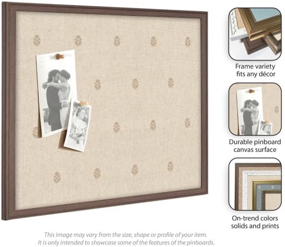 Kate and Laurel Framed Fabric Pinboard 18 x 42, Bethany White Frame - Image 5