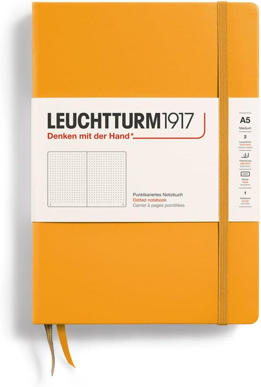 LEUCHTTURM1917 - Notebook Hardcover Medium A5-251 Numbered Pages for Writing and Journaling (Rising Sun, Dotted)-DeskLoop Office