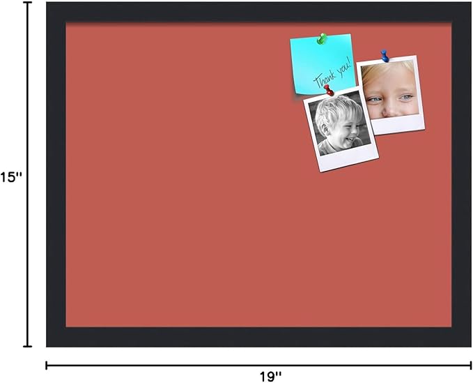 PinPix 19x15 Inch Cork Bulletin Board. This Decorative Framed Pin Board Comes with Crimson Pastel Design and a Satin Black Frame. Ideal for Home Office Decor or Message Board (PinPix-1807)-DeskLoop Office