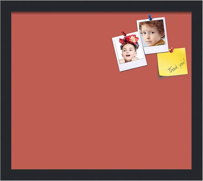 PinPix 16x14 Inch Cork Bulletin Board. This Decorative Framed Pin Board Comes with Crimson Pastel Design and a Satin Black Frame. Ideal for Home Office Decor or Message Board (PinPix-1807)-DeskLoop Office