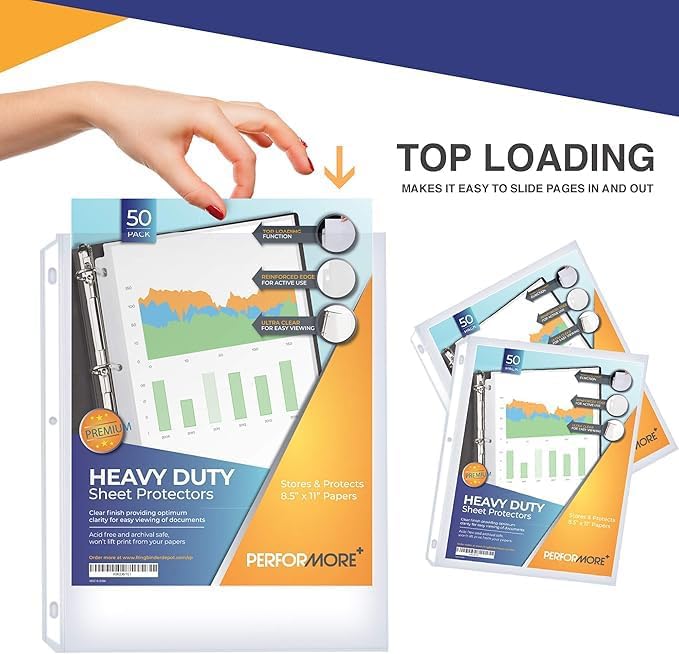 50 Sheet Protectors 8.5 x 11 for 3 Ring Binder, Heavy Duty Clear Page - Image 5