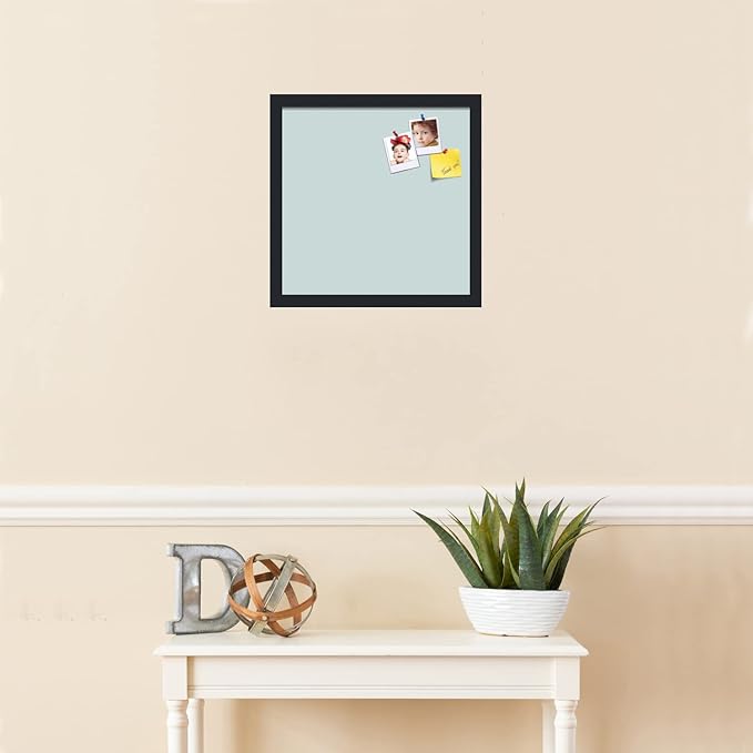 PinPix 15x15 Inch Cork Bulletin Board. This Decorative Framed Pin Board Comes with Soft Blue Design and a Satin Black Frame. Ideal for Home Office Decor or Message Board (PinPix-1814)-DeskLoop Office