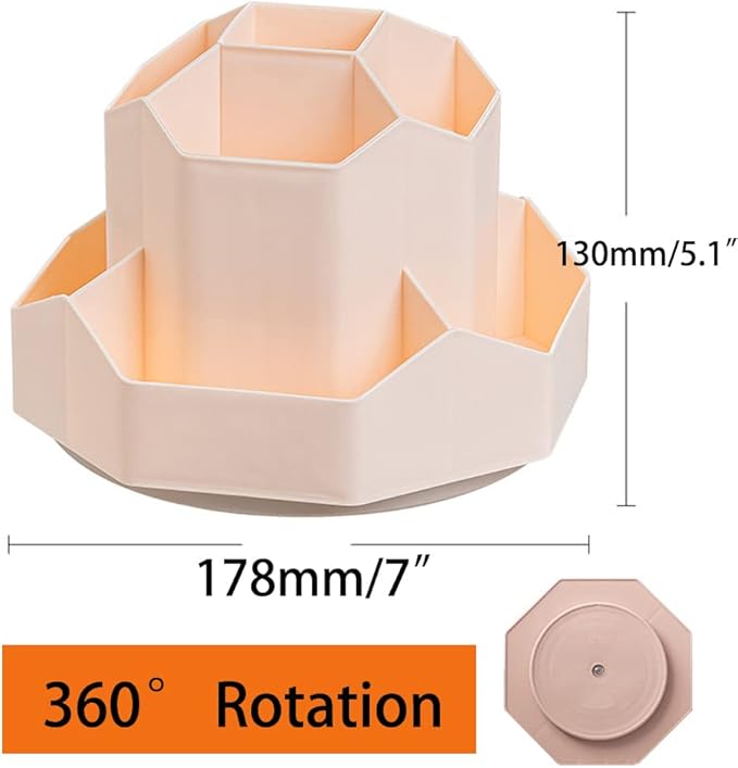 Rotating Art Supply Storage Organizer,Pencil Holder with 9 Compartment, Pen Storage Organizer, for Kids Art Desk, Homeschool Supplies, Home Office Desktop Organizer(Pink)-DeskLoop Office