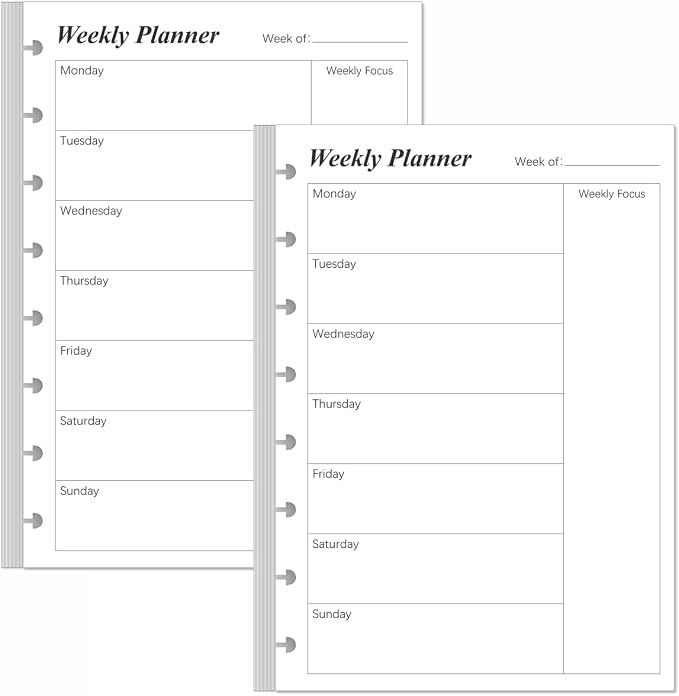 Weekly Planner Undated Refills by Yaridar