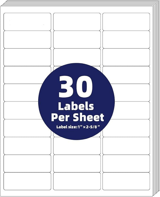 POLYSELLS 1" x2-5/8 Self Adhesive Address Labels, 30UP Blank Shipping Labels by POLYSELLS
