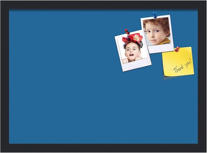 PinPix 21x15 Inch Cork Bulletin Board. This Decorative Framed Pin Board Comes with Navy Pastel Design and a Satin Black Frame. Ideal for Home Office Decor or Message Board (PinPix-1811)-DeskLoop Office