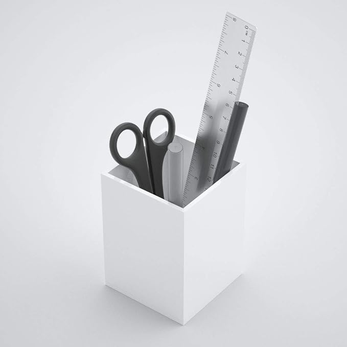 NIUBEE White Acrylic Pen Holder 4 Pack, Desktop Pencil Cup Stationery Organizer - Image 2