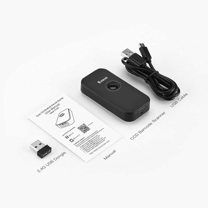 Eyoyo Wireless 1D CCD Barcode Scanner Bluetooth, 2.4G Wireless & Wired 3-in-1 Bar Code Scanner Portable USB 1D ISBN Book Reader, Compatible with Tablet iPhone iPad Android Windows Mac OS-DeskLoop Office