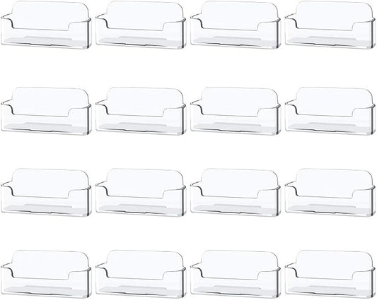 Qizpcer 16 Pack Clear Desktop Business Card Holder Display, Plastic Business by Qizpcer