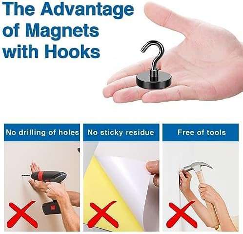 LOVIMAG Magnetic Hooks for Cruise Cabins, 85lbs Black Magnetic Hooks for - Image 7