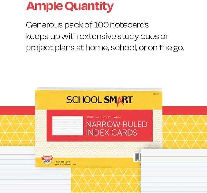 School Smart Ruled Index Cards, 5 x 8 Inches - Image 5