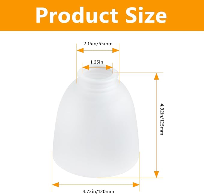 Eidonta 4 Pack White Frosted Glass Shade Replacements, Bell Shaped Glass Shade - Image 2