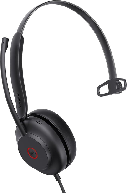 Yealink UH35 USB Headset with Microphone,Mono Wired Headset with Noise Cancelling Mic,Computer Headset Teams Certified,for Home Office Online Meeting Call Center, All Day Comfort-DeskLoop Office