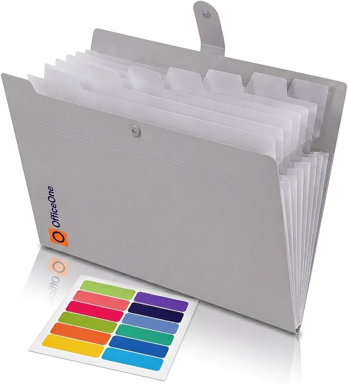 OfficeOne 8-Pocket Expanding File Folder, A4 Letter Size Accordion Document by OfficeOne