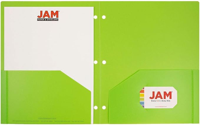 JAM PAPER Heavy Duty Plastic 3 Hole Punch Pocket Folders - Image 5