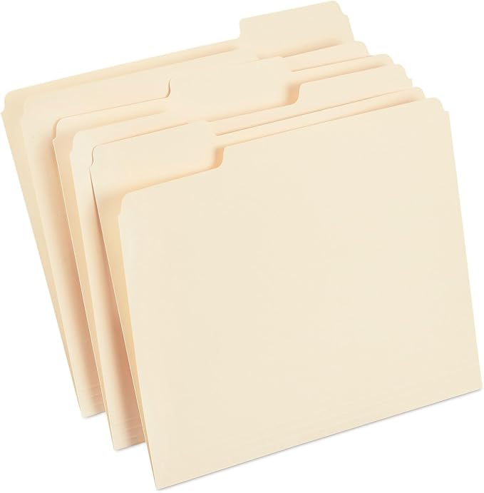 Staples File Folders, Letter Size, 1/3‑Cut Tabs, Durable Paper Stock by Staples