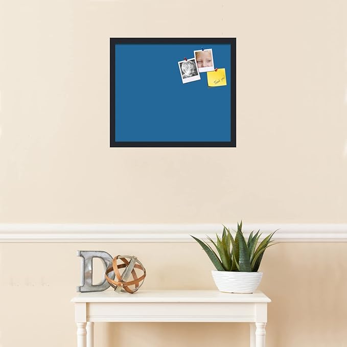 PinPix 20x17 Inch Cork Bulletin Board. This Decorative Framed Pin Board Comes with Navy Pastel Design and a Satin Black Frame. Ideal for Home Office Decor or Message Board (PinPix-1811)-DeskLoop Office